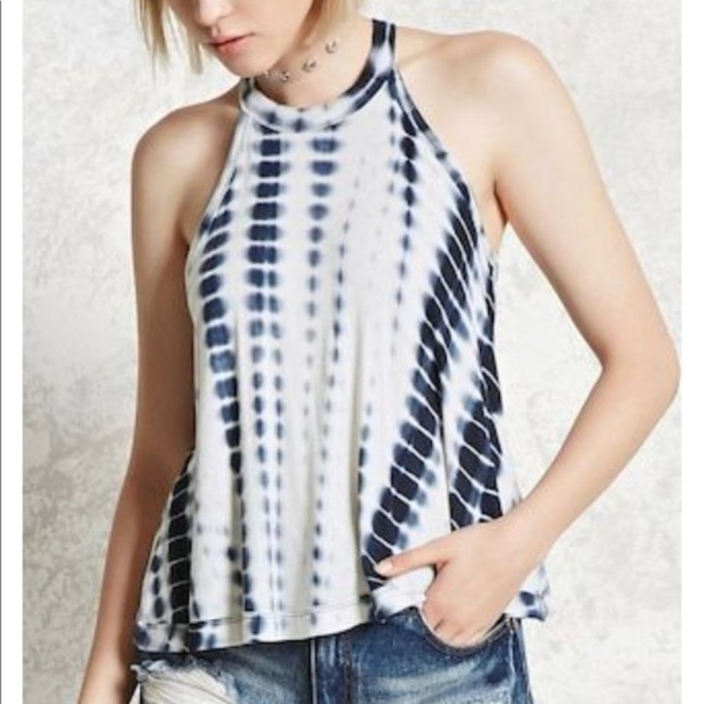 Forever 21 | Blue Tie Dye Swing Halter Tank Top